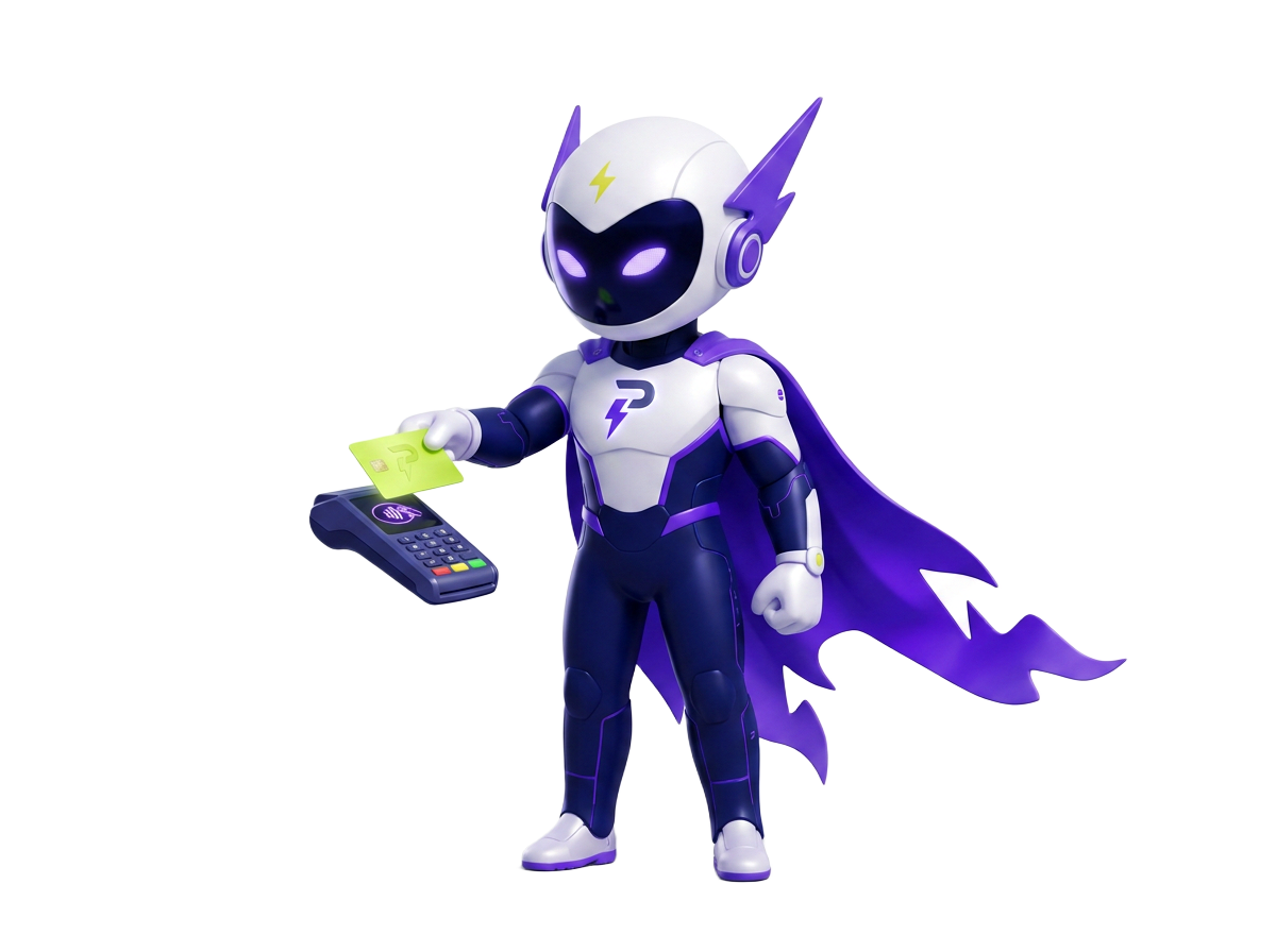 Hero, the PayHero agent, presenting a payment credential